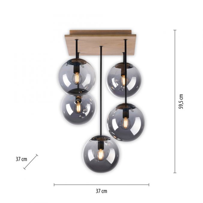 Paul Neuhaus LED Deckenleuchte 5 flammig Holz rauchfarben nachhaltig IP20 Kauf eins, bekomm eins gratis