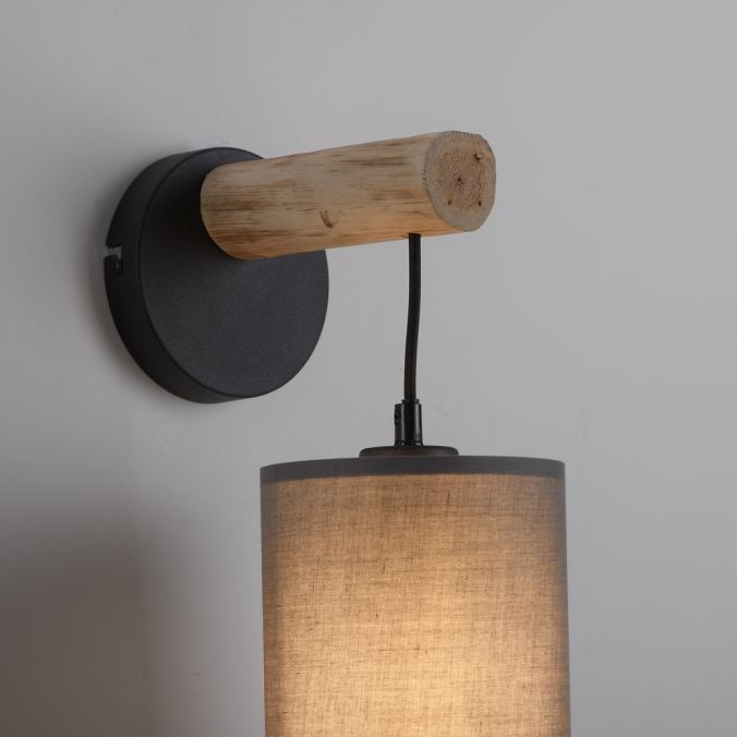 Paul Neuhaus LED Wandleuchte Echtholz 1 flammig Stoffschirm Landhaus Design Wohnlampe Riesige Ersparnisse
