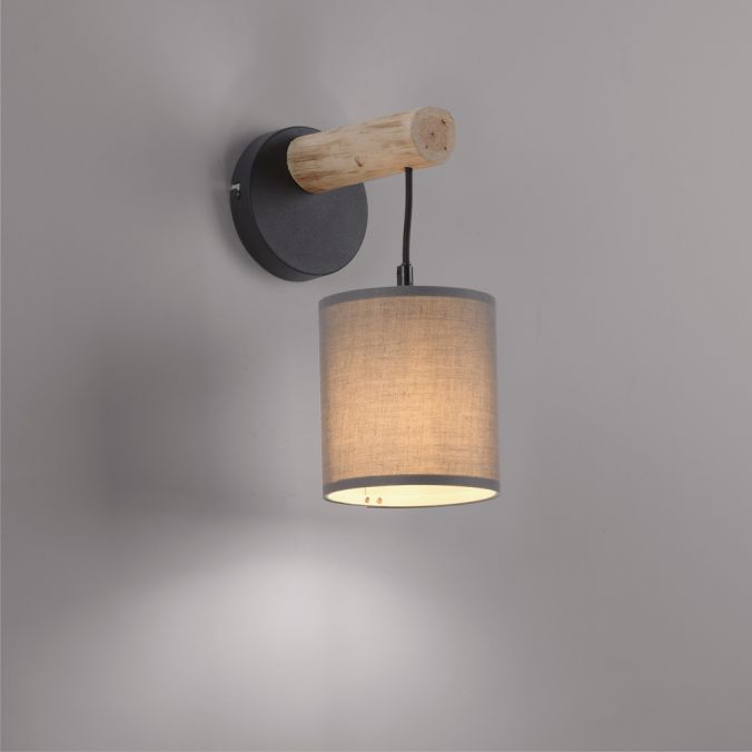 Paul Neuhaus LED Wandleuchte Echtholz 1 flammig Stoffschirm Landhaus Design Wohnlampe Riesige Ersparnisse
