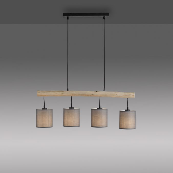Paul Neuhaus LED Pendelleuchte Echtholz 1 flammig Stoffschirm Landhaus Design Wohnlampe Tiefpreis