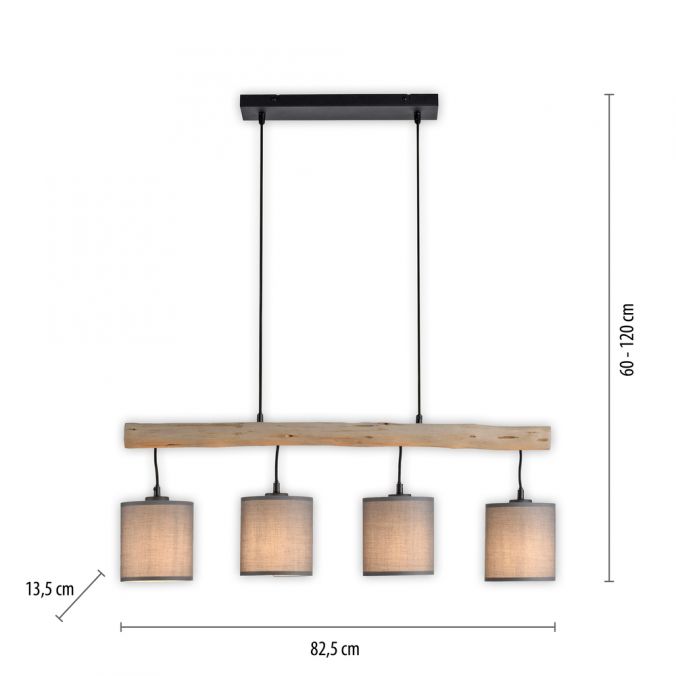 Paul Neuhaus LED Pendelleuchte Echtholz 1 flammig Stoffschirm Landhaus Design Wohnlampe Tiefpreis