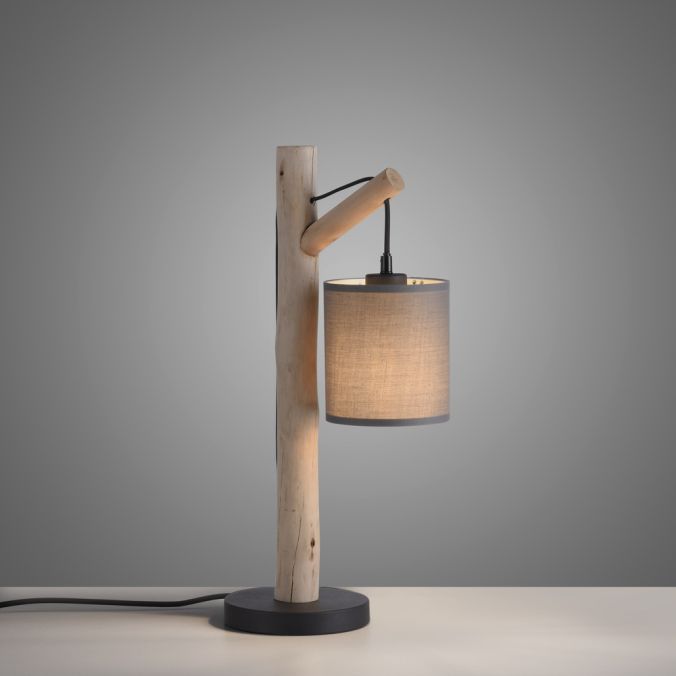 Paul Neuhaus LED Tischleuchte Echtholz 1 flammig Stoffschirm Landhaus Design Wohnlampe Super Sparpreis
