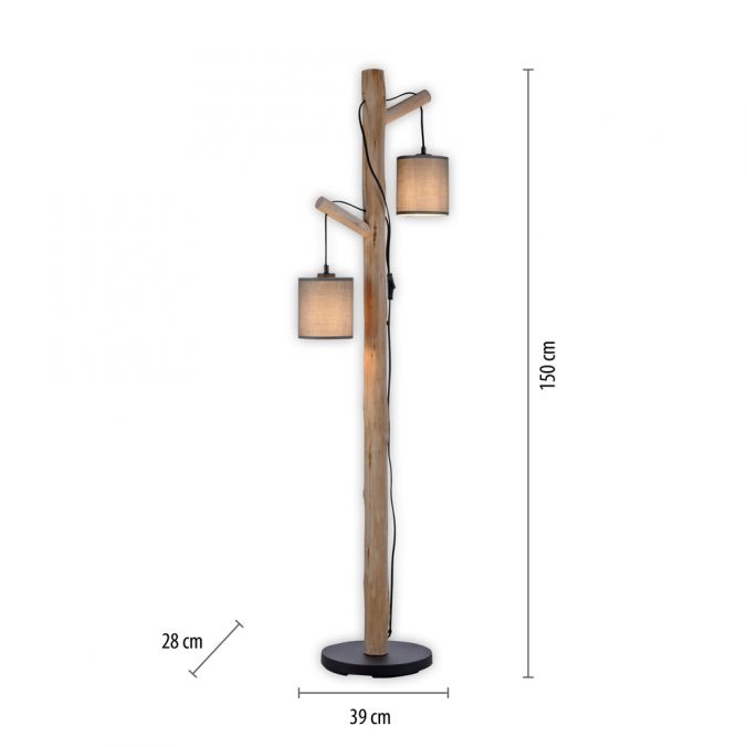 Paul Neuhaus LED Stehleuchte Echtholz 2 flammig Stoffschirm Landhaus Design Wohnlampe Wochenangebot