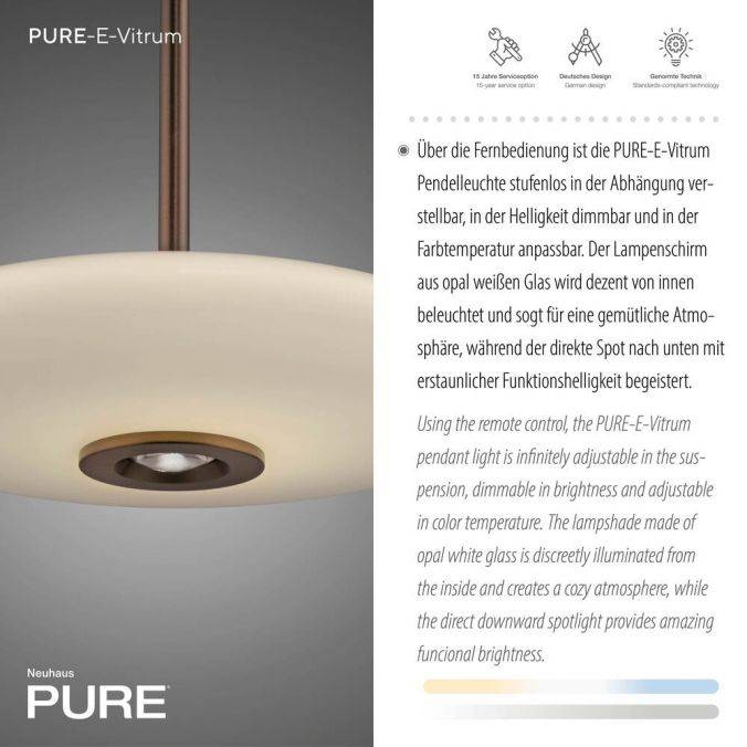 Paul Neuhaus Paul Neuhaus Pendelleuchte PURE Vitrum e-LIFT dunkel-braun-metall Kostenlose Rückgabe