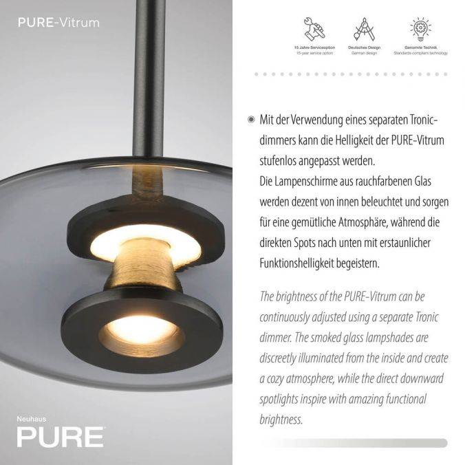 Paul Neuhaus Paul Neuhaus Pendelleuchte PURE Vitrum 3 flammig grau Comfort Lift JETZT KAUFEN