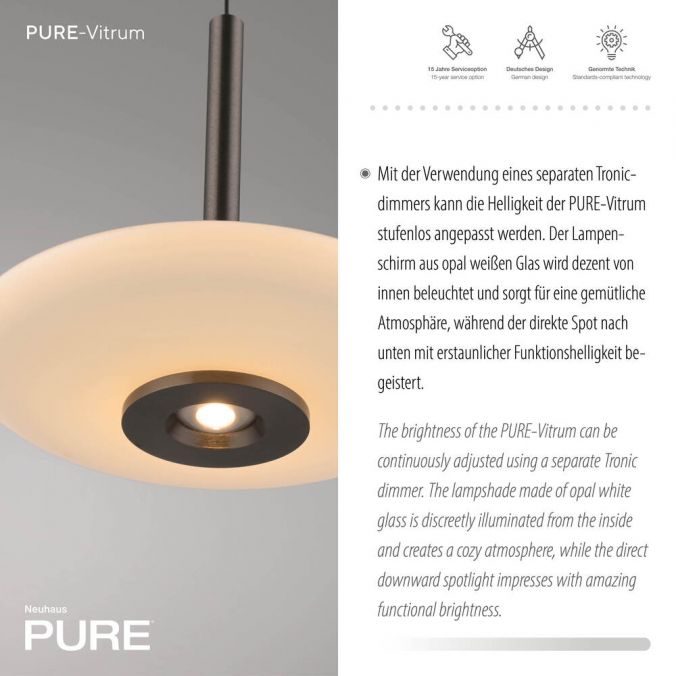 Paul Neuhaus Paul Neuhaus PURE Vitrum Pendelleuchte dunkel-braun-metall höhenverst Neueste Stile