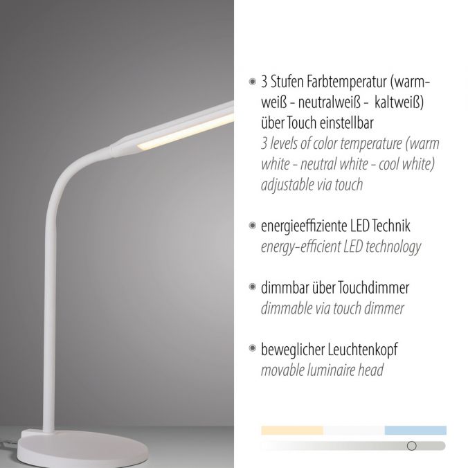 Paul Neuhaus LED Tischleuchte weiß dimmbar per Touch CCT Schreibtischlampe Letzter Tag