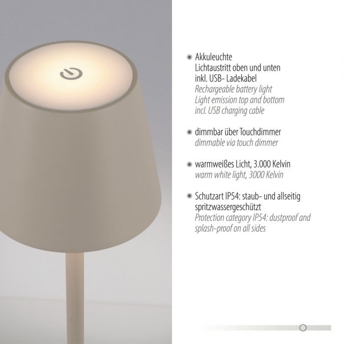 Paul Neuhaus Akku Tischleuchten 2er Set, beige (greige) Indoor, Outdoor, Camping Bis zu 55% Rabatt