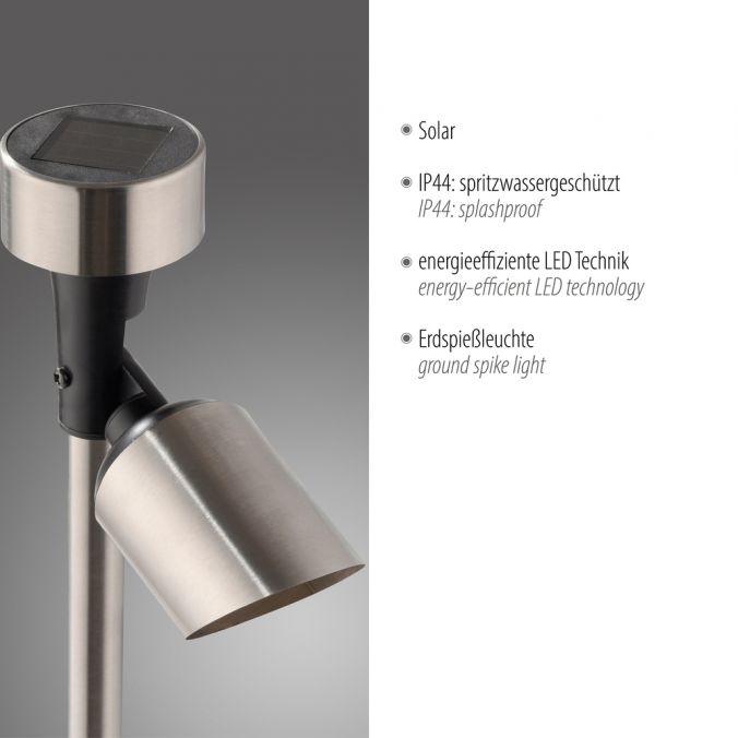 Paul Neuhaus LED Spießleuchte silber solarbetrieben spritzwasserschutz Wegelampe Riesige Rabatte