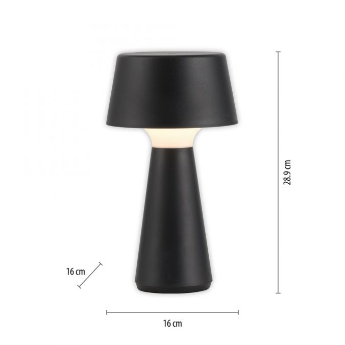 Paul Neuhaus LED Akkuleuchte Tischleuchte schwarz Touchdimmer IP54 USB Innen-Außenbereich Clearance-Verkauf