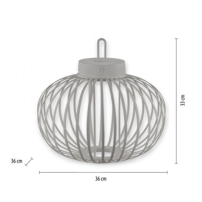 Paul Neuhaus LED Tischleuchte D=36cm greige Akkulampe USB IP44 dimmbar per Touch Speichern exportieren