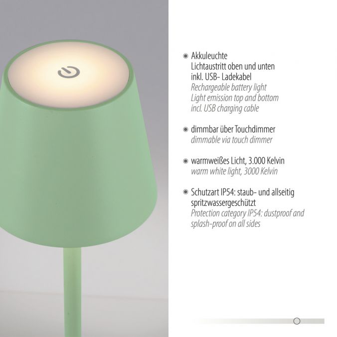 Paul Neuhaus Akku Tischleuchten 4er Set, grün (lindgrün) Indoor, Outdoor, Camping 50% Rabatt für begrenzte Zeit