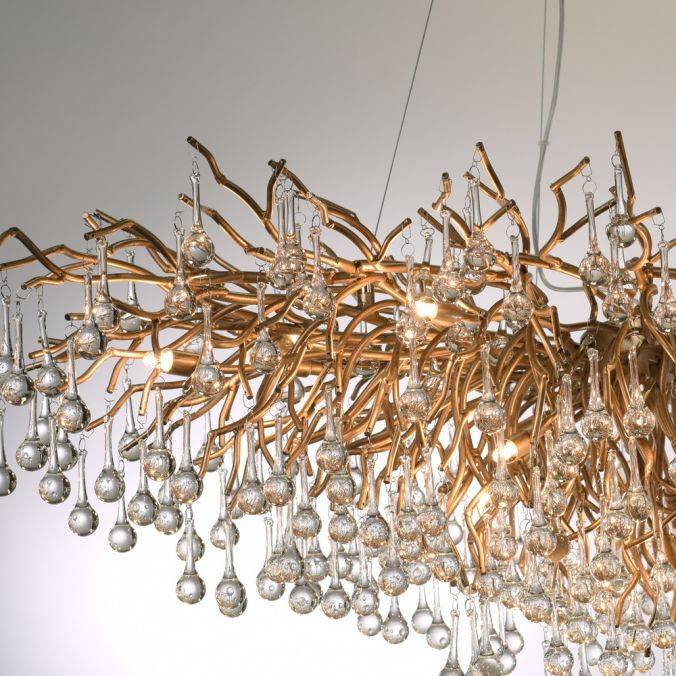 Paul Neuhaus Kronleuchter, Messing Optik, 400 Glasanhänger, elegant, Design Verkauf