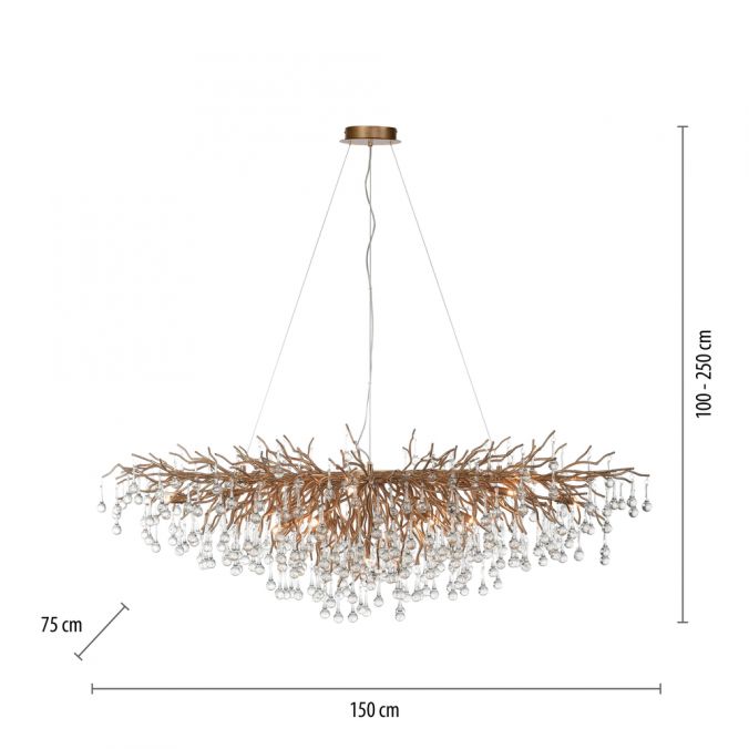 Paul Neuhaus Kronleuchter, Messing Optik, 400 Glasanhänger, elegant, Design Verkauf