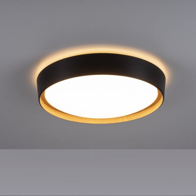 Paul Neuhaus LED Deckenleuchte, rund, schwarz, dimmbar, Holzoptik, warmweiß, Deckenlampe Hotsell
