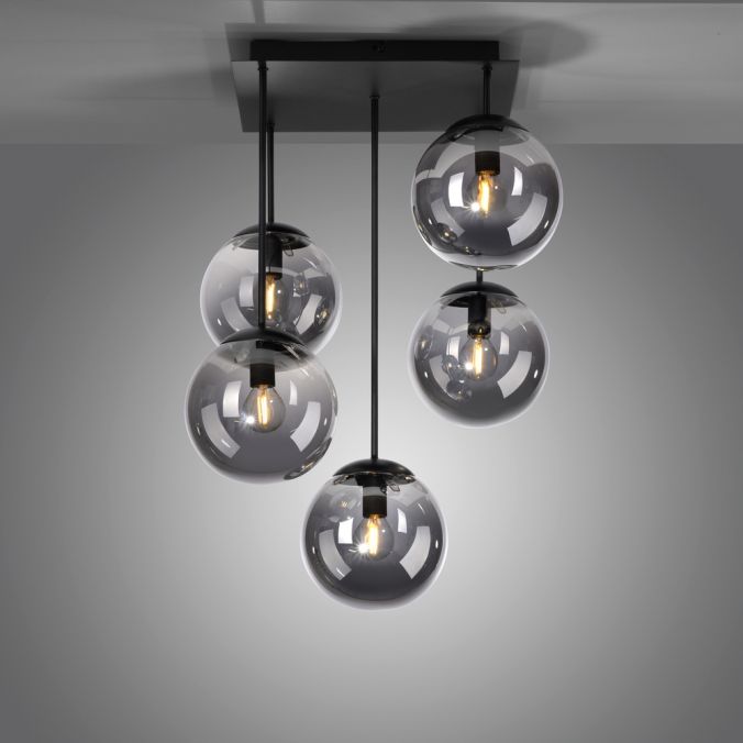 Paul Neuhaus LED Deckenleuchte, schwarz, schlicht, zeitlos, 5 flammige Deckenlampe Fabrikverkauf