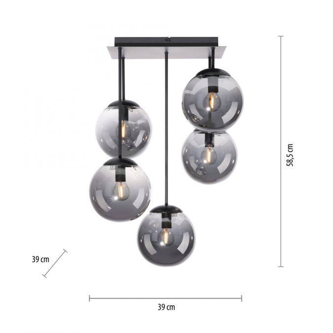 Paul Neuhaus LED Deckenleuchte, schwarz, schlicht, zeitlos, 5 flammige Deckenlampe Fabrikverkauf