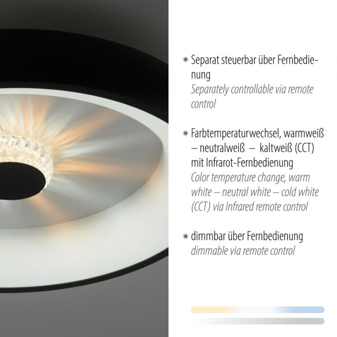 Paul Neuhaus LED Deckenleuchte schwarz rund Kristalleffekte dimmbar CCT Blitzverkäufe