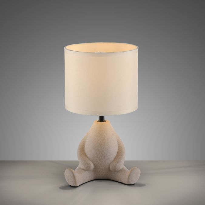 Paul Neuhaus LED Tischleuchte beige Männchen sitzend Stoffschirm mit Schnurschalter Fabrik Onlineshop