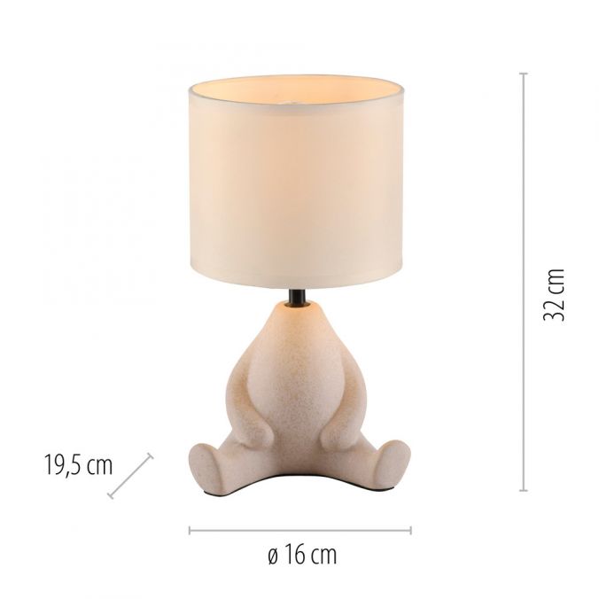 Paul Neuhaus LED Tischleuchte beige Männchen sitzend Stoffschirm mit Schnurschalter Fabrik Onlineshop