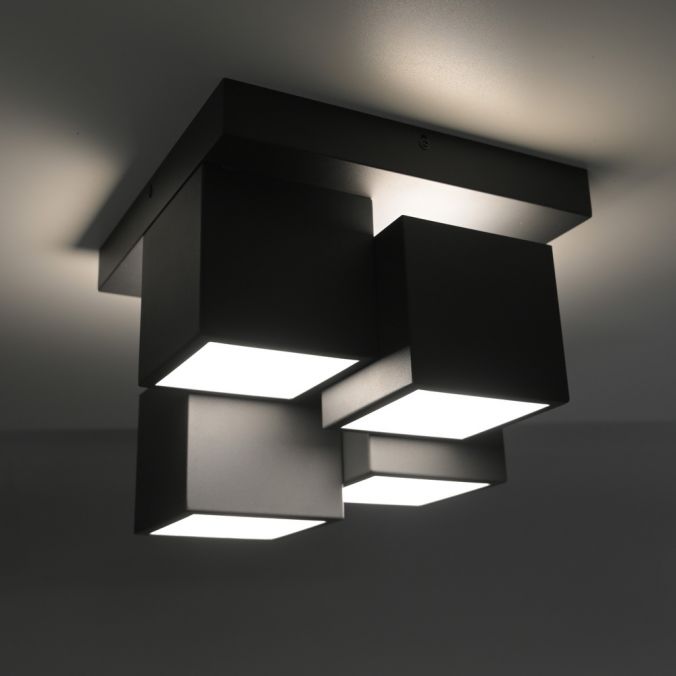 Paul Neuhaus LED Deckenleuchte schwarz Würfelform mit Backlight Wohnzimmer Fabrikpreis
