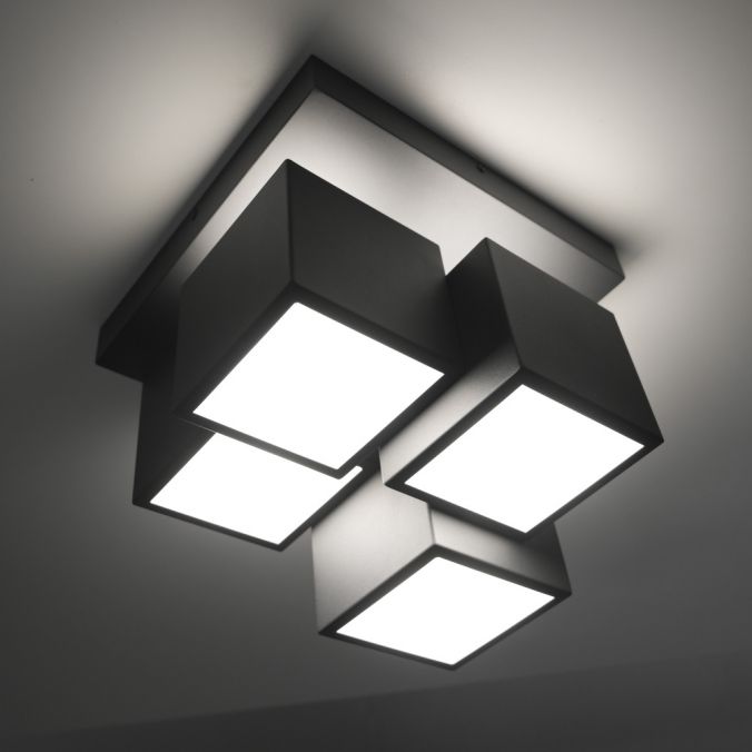 Paul Neuhaus LED Deckenleuchte schwarz Würfelform mit Backlight Wohnzimmer Fabrikpreis