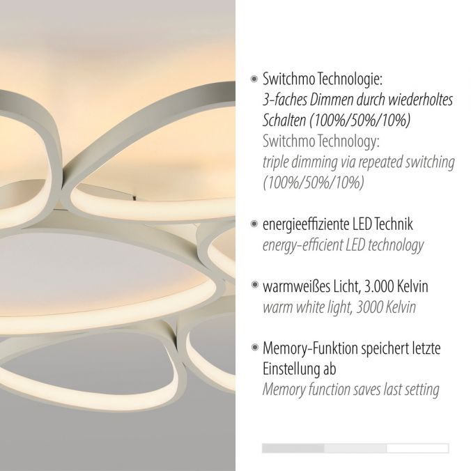 Paul Neuhaus LED Deckenleuchte weiß dimmbar per Lichtschalter Memoryfunktion Sonderangebot