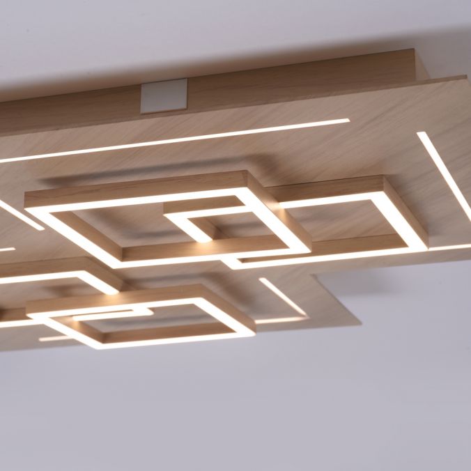 Paul Neuhaus Paul Neuhaus, Q-LINEA , LED-Deckenleuchte, Holzdekor, dimmbar, Smart Home Osterangebot