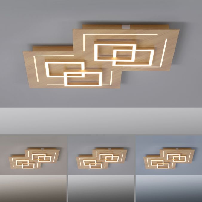 Paul Neuhaus Paul Neuhaus, Q-LINEA , LED-Deckenleuchte, Holzdekor, dimmbar, Smart Home Osterangebot