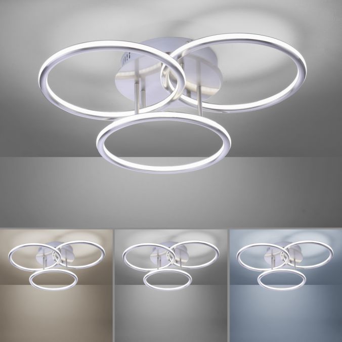 Paul Neuhaus Paul Neuhaus, Q-NEVIO, LED-Deckenleuchte, 3-flg, silber, CCT, Smart Home Valentinstagsangebot