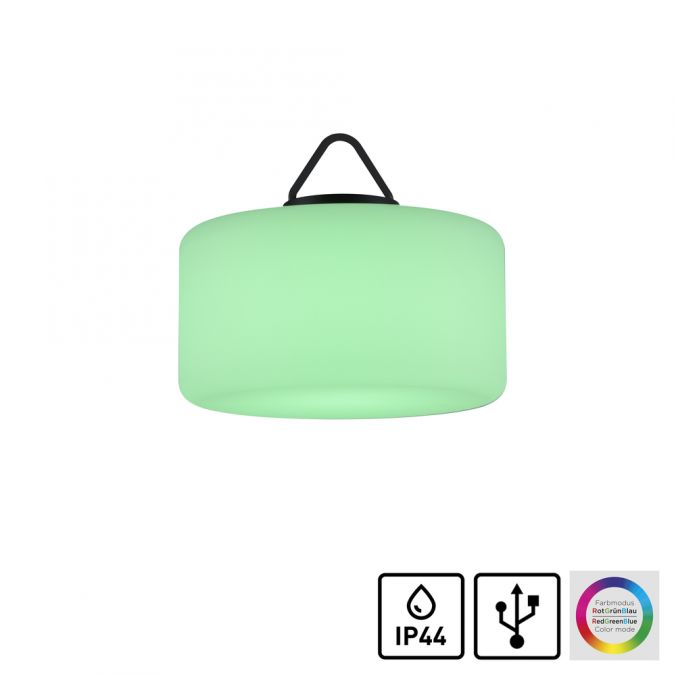 Paul Neuhaus LED-Pendelleuchte, IP44, Akkuleuchte, RGB+W, Tastschalter, inkl. USB-Kabel