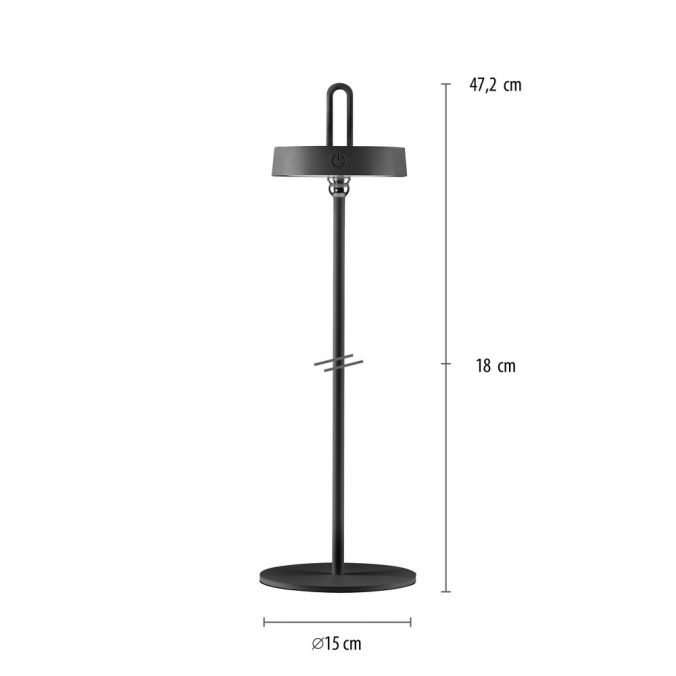 Paul Neuhaus LED Tischlampe schwarz Akku Touchdimmer spritzwassergeschützt USB Blitzangebot