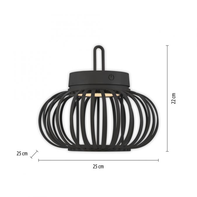Paul Neuhaus LED Tischleuchte D=25cm schwarz Akkulampe USB IP44 dimmbar per Touch Neuheiten