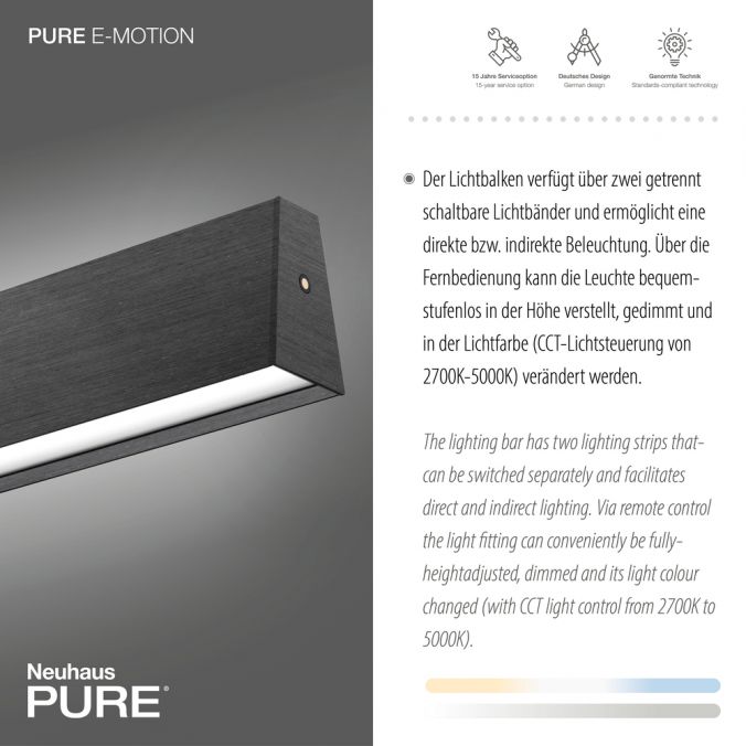Paul Neuhaus Paul Neuhaus LED Pendelleuchte PURE-E-MOTION grau elektrisch Touch Super Sparpreis