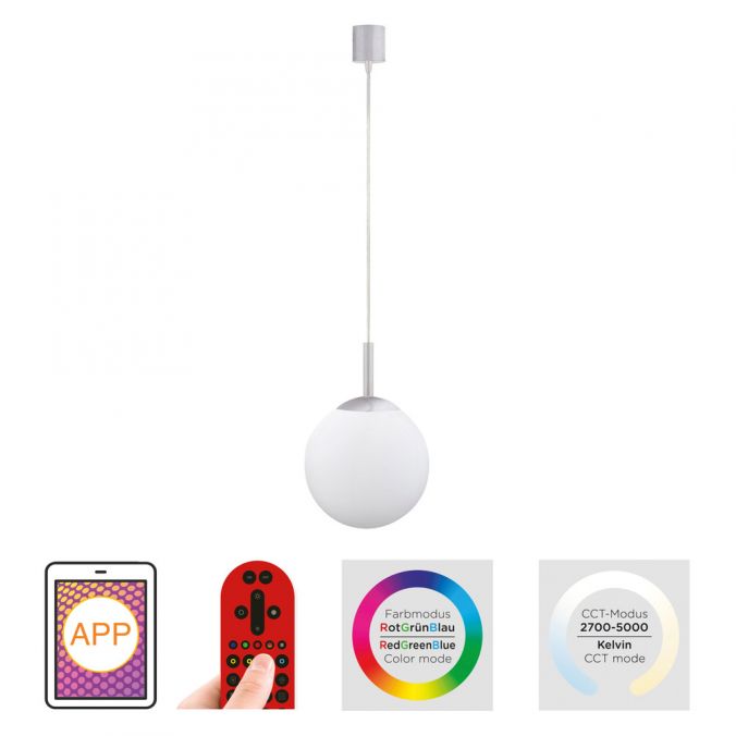 Paul Neuhaus LED Pendelleuchte Smarthome D=20 silber dimmbar App Fernbedienung