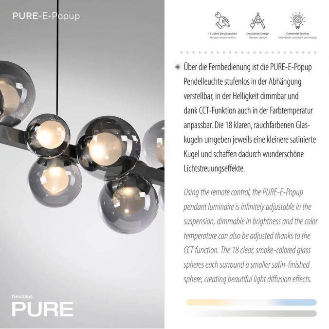 Paul Neuhaus Paul Neuhaus LED Pendelleuchte PURE E-Popup grau höhenverstellbar Super Rabatt