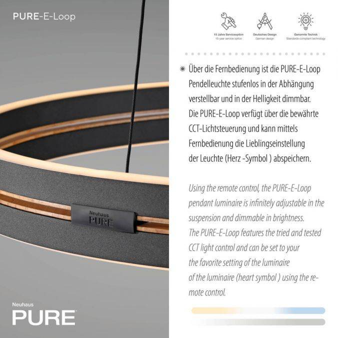 Paul Neuhaus Paul Neuhaus LED Pendelleuchte PURE E-Loop schwarz D=70cm e-LIFT Riesige Rabatte