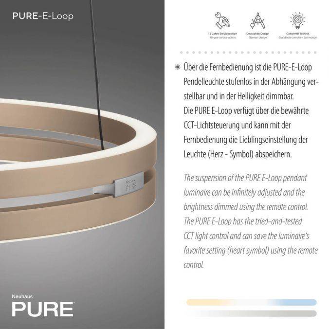Paul Neuhaus Paul Neuhaus LED Pendelleuchte PURE E-Loop messing matt e-LIFT 50% Rabatt mit kostenlosem Versand