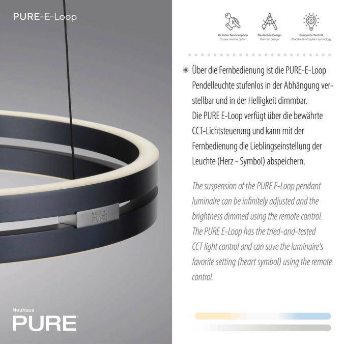 Paul Neuhaus Paul Neuhaus LED Pendelleuchte PURE E-Loop grau eloxiert e-LIFT Clearance-Verkauf