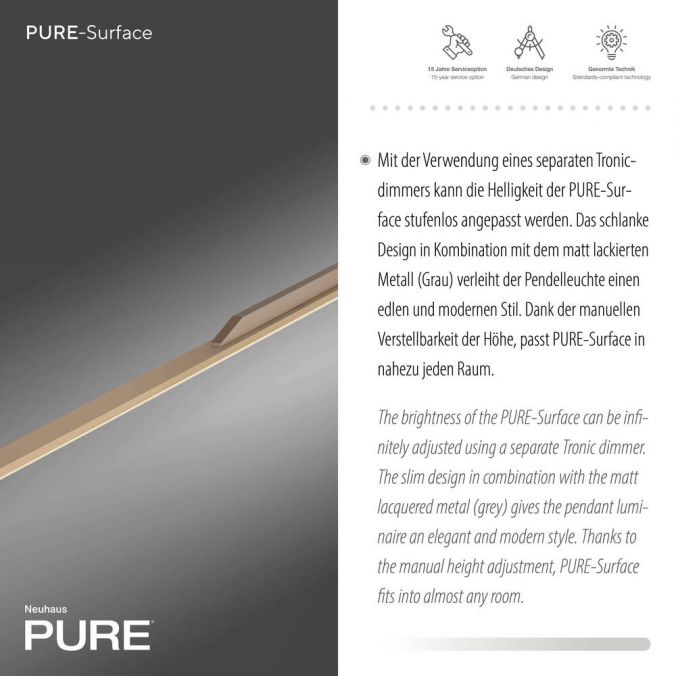 Paul Neuhaus Paul Neuhaus Pendelleuchte PURE Surface bronze 160x25 höhenverstellbar Kostenloser Versand international
