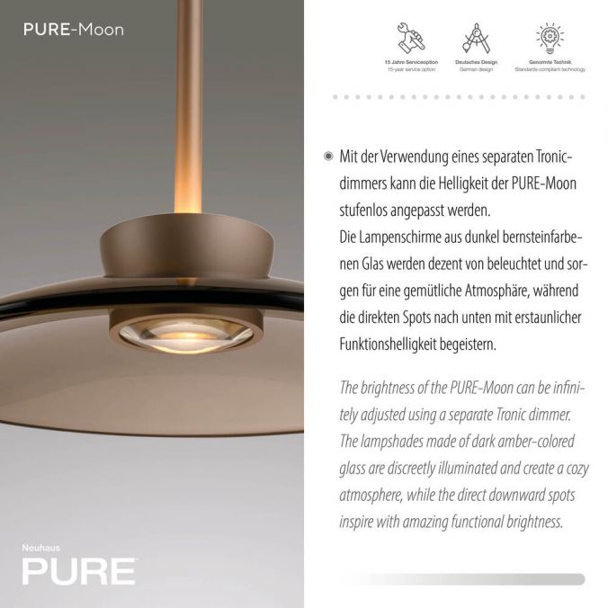 Paul Neuhaus Paul Neuhaus LED Pendelleuchte PURE Moon bronze 3 flammig Lift dimmbar Im Verkauf