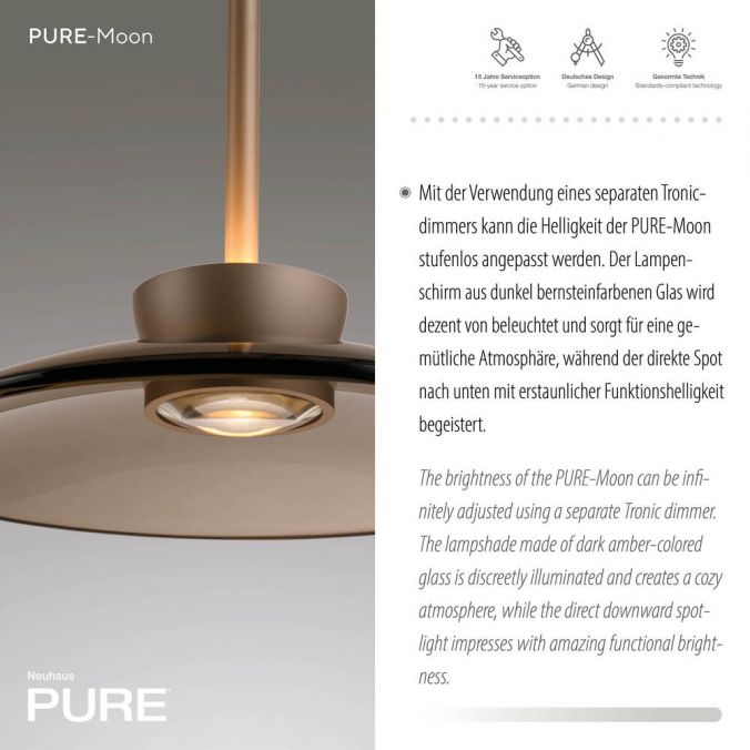 Paul Neuhaus Paul Neuhaus LED Pendelleuchte PURE Moon bronze höhenverstellbar zollfrei