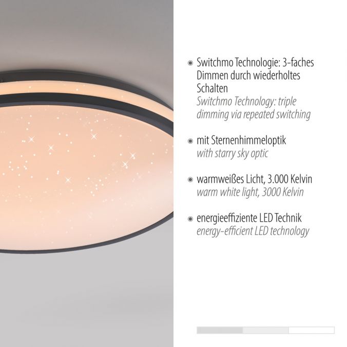 Paul Neuhaus LED Deckenleuchte Sternenhimmel schwarz dimmbar Switchmo Technologie 50% Rabatt für begrenzte Zeit