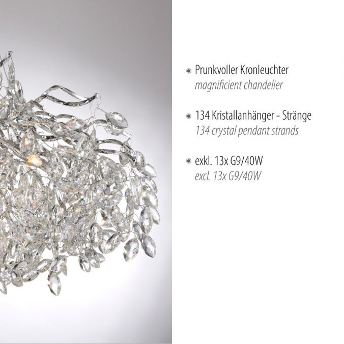 Paul Neuhaus LED Kronleuchter chrom Kristallanhänger Pendelleuchte Schlafzimmer Online