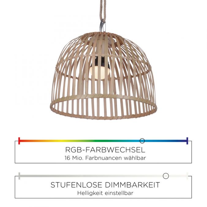 Paul Neuhaus LED-Pendelleuchte, Holzstil, akkubetrieben, IP44, dimmbar, Fernbedienung, warmweiß Angebote