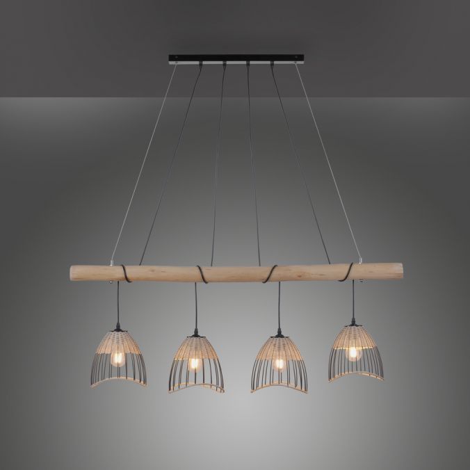 Paul Neuhaus Pendelleuchte, rustikales Design, Vintage Look, Holz, Metall, E27 Fassung Muttertagsangebot