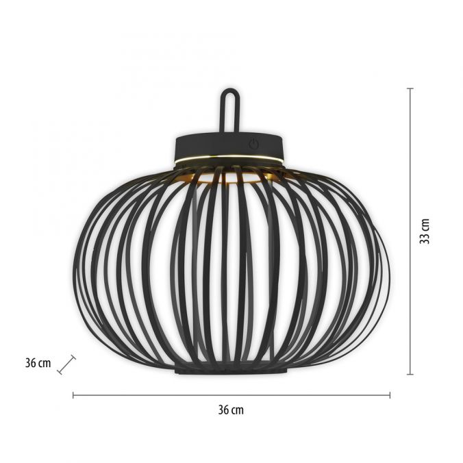 Paul Neuhaus LED Tischleuchte D=36cm schwarz Akkulampe USB IP44 dimmbar per Touch Lagerräumung