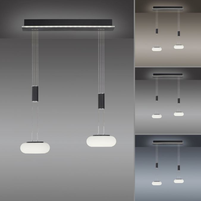 Paul Neuhaus Paul Neuhaus Q ETIENNE Pendelleuchte Smart Home schwarz länglich 2 flammig VIP-Rabatte