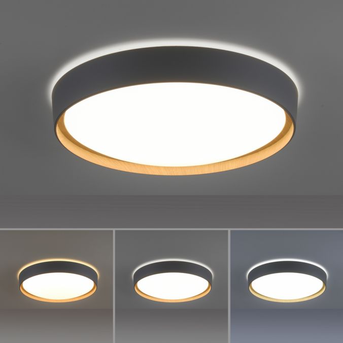 Paul Neuhaus Paul Neuhaus Q EMILIA Deckenleuchte Smart Home grau matt farbig Holzoptik dimmbar Wochenangebot