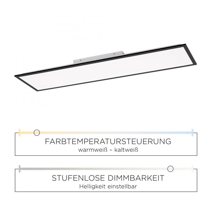 Paul Neuhaus LED Panel, Rahmen schwarz, rechteckig, CCT, Fernbedienung, dimmbar, modern JETZT KAUFEN